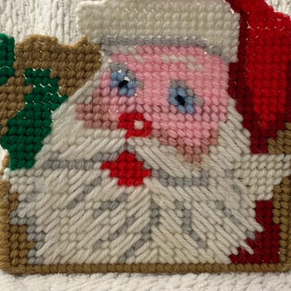 Vintage Christmas Santa Claus Napkin Holder Plastic‎ Canvas Retro Kitchen Decor